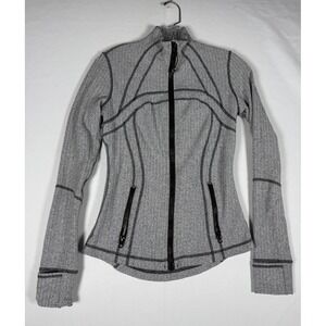 Lululemon Define Jacket Women's 6 Gray Herringbone Full Zip Thumbholes Athletic